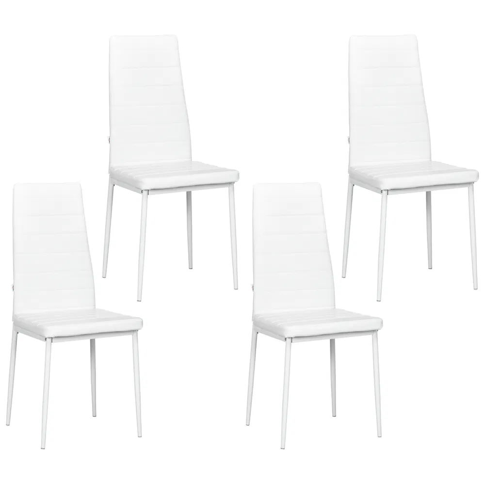 Modern Dining Chairs, Set of 4, High Back PU leather Upholstery and Metal Legs for the Living Room, Kitchen, Home Office, White photo 2
