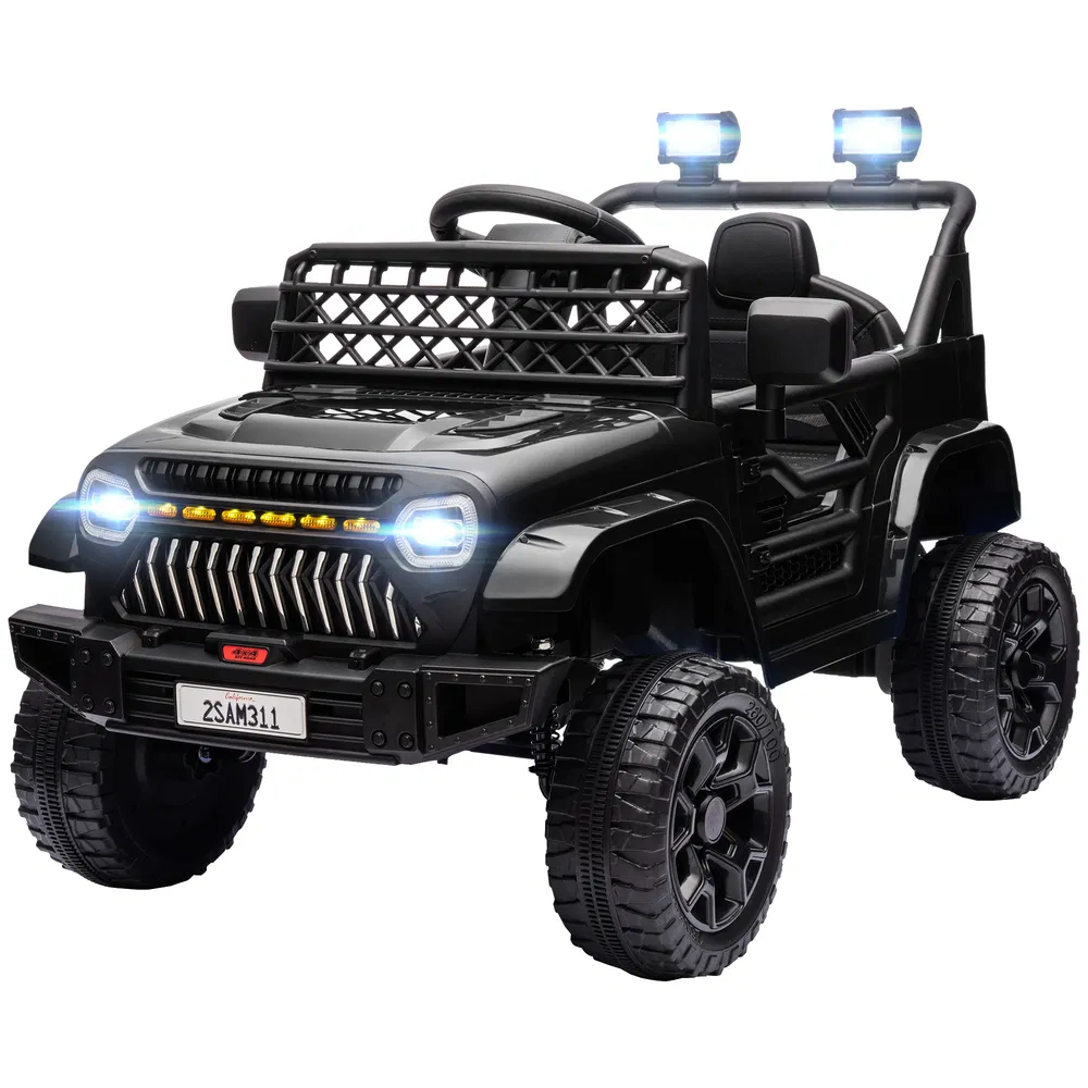 12V Ride on Truck, Electric Car for Kids with Remote Control, Suspension, 3 Speeds, USB Music Headlights, Black photo 2
