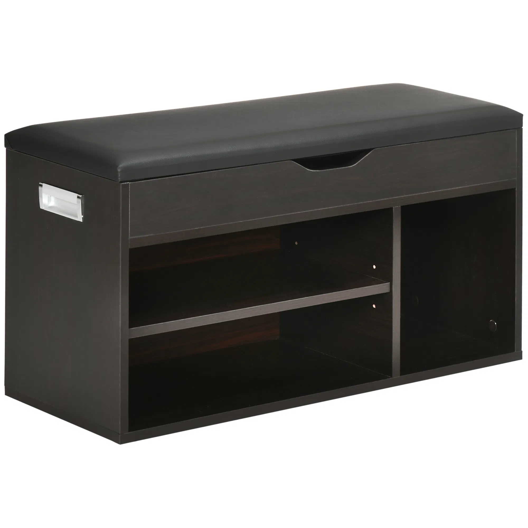 Shoe Bench Entryway Storage Rack with Padded Cushion, Hidden Storage for Hallway, Living Room, Black photo 1