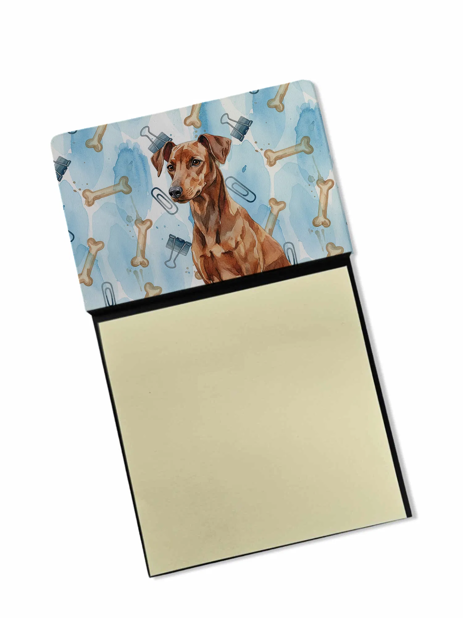 Red German Pinscher Coworker Watercolor Sticky Note Holder Refillable Dispenser Desk Accessory 3x3 Pad Gift photo 1