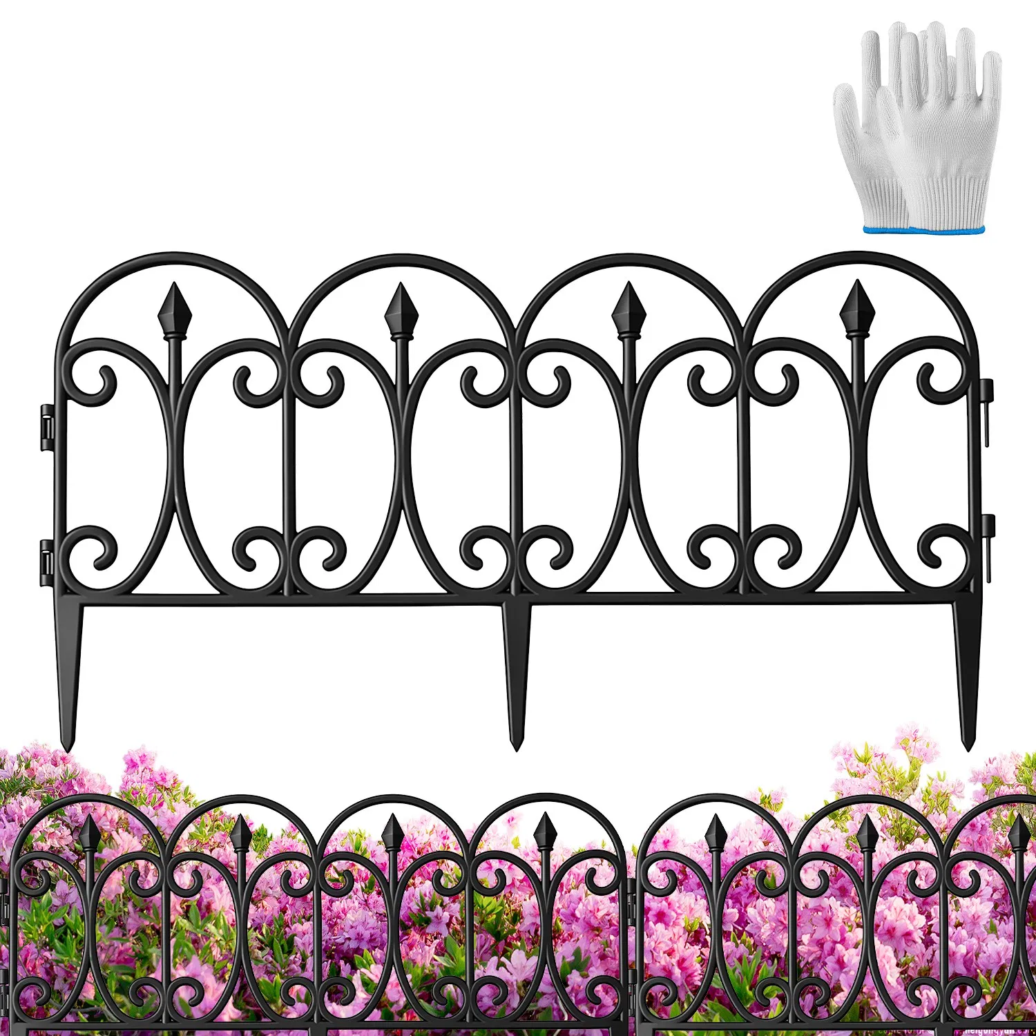 10 Pack Flexible Garden Edging, 19.3FT Interlocking PP Landscape Border with Angle Adjustable Panels, Weather Resistant No Dig Lawn Fence for Flower Bed Pathway Yard Decor photo 2