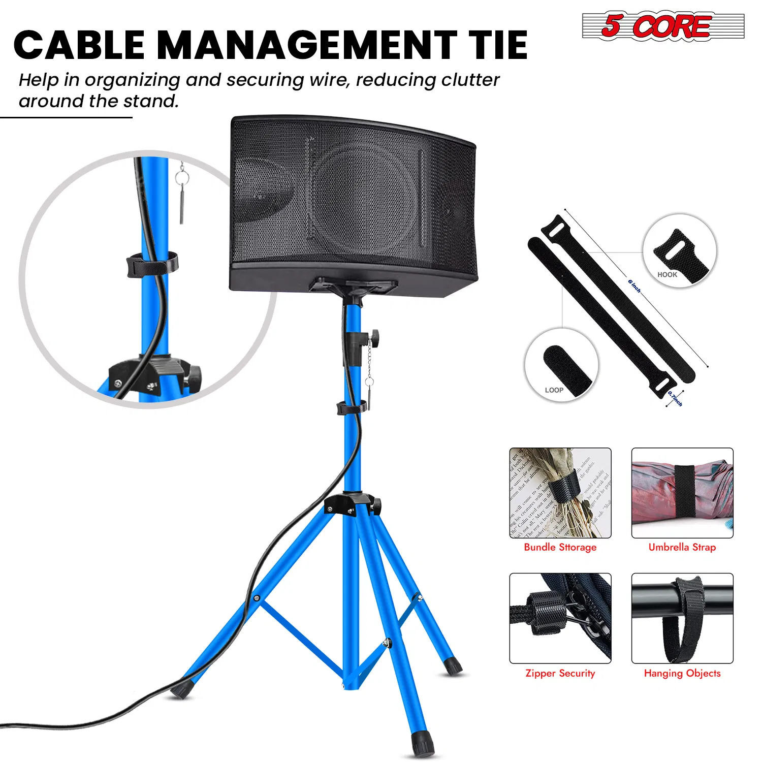5 Core Speaker Stand Pair Adjustable 31 to 54" PA DJ Tripod Stands Heavy Duty w 35mm Add 132 Lbs photo 3