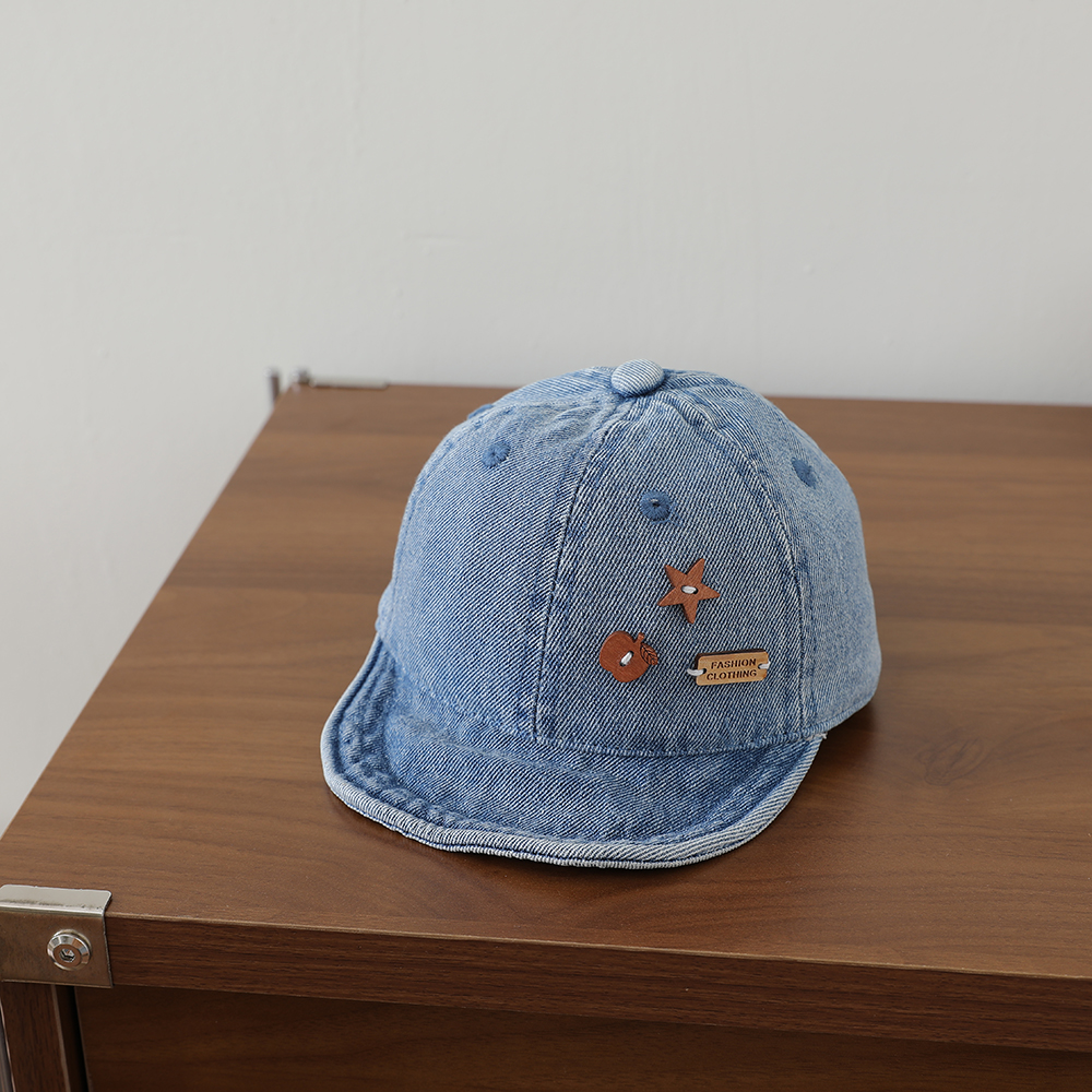 Star Apple Patch Children's Denim Baseball Cap - Retro Washed Soft Top Children's Baseball Cap For Outdoor Versatility photo 3