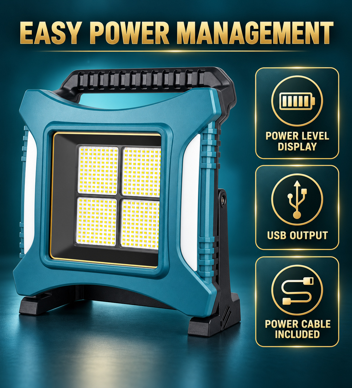 Rechargeable Battery Display Type C Batteryversion 18650 W8142 4 SMD 2835 LED Flood Light 6500mAh photo 2