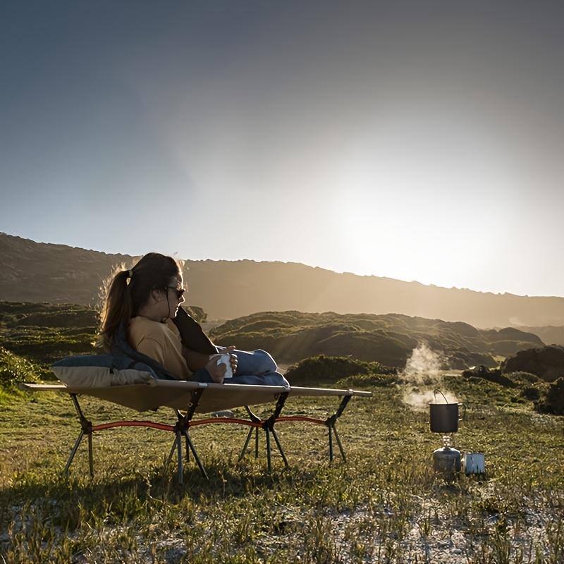 Camping Cot Portable Folding Bed Ultralight Aluminum Alloy Sleep Collapsible Tent Bed With Backpack For Outdoor Indoor Hiking Travel Office Rest photo 6