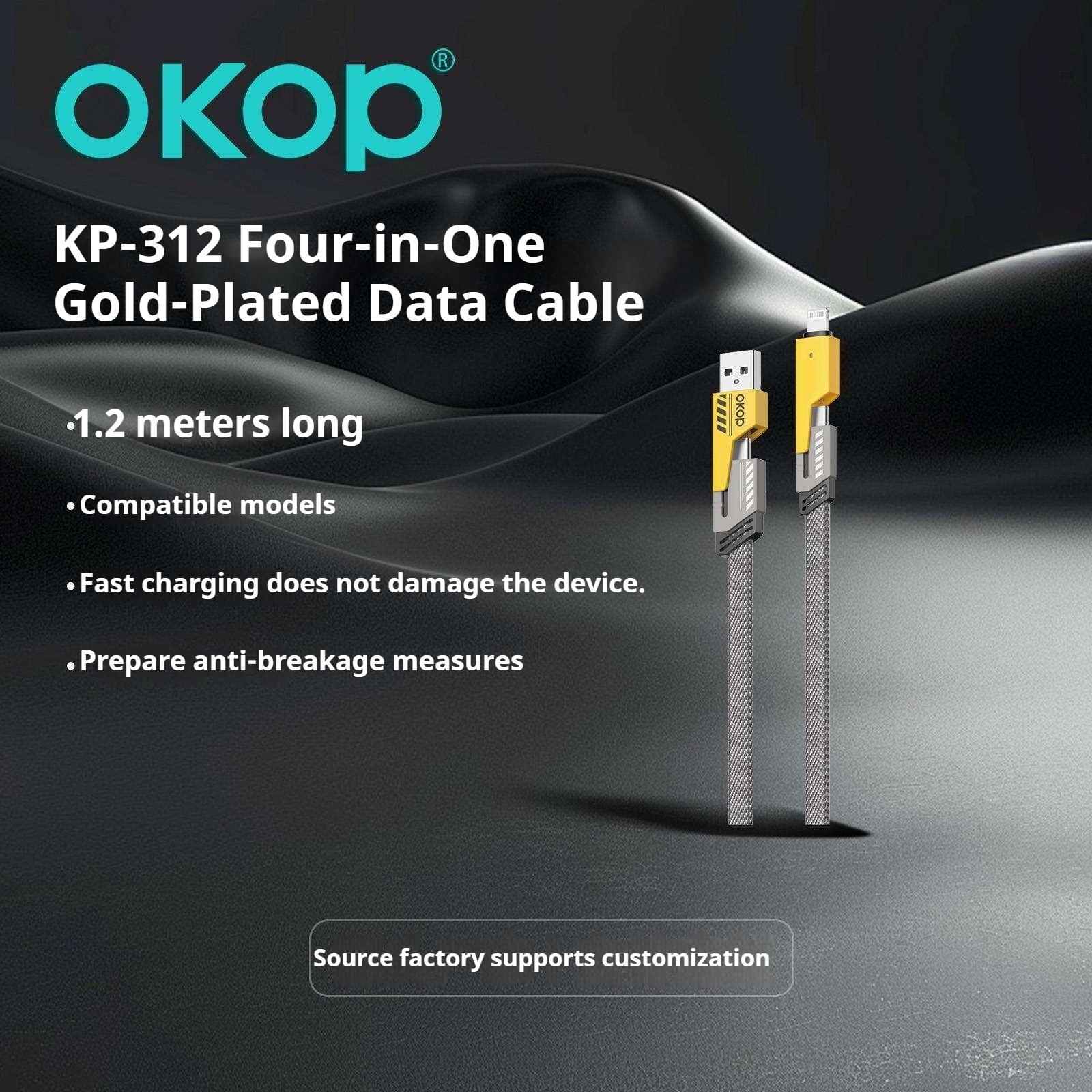KP-312 65W 4-in-1 Retractable Charging Cable Fast-Charging Best-Selling Model Compatible With Appl Huawe Phones In Stock photo 3