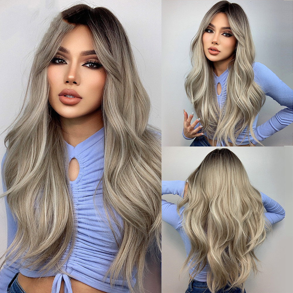Orange Long Curly Hair With Bangs Wig photo 2