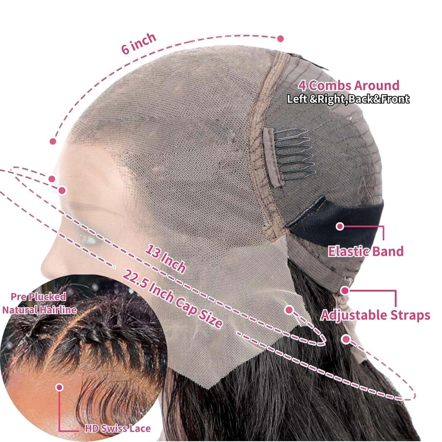 13x6 Front Lace Human Hair Wig Body Wave, Natural Color, 150 Percentage Density photo 4