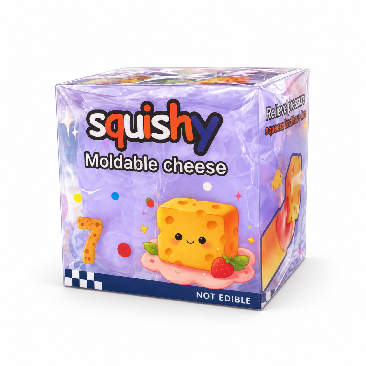 Cheese  Toy For Stress & Anxiety Relief  Soft Skin-Feel Cheese Block Squeeze Toy, Great Fidget Companion For Adults,  Food Design photo 4