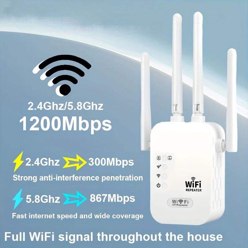 1200Mbps Wireless WiFi Repeater WiFi Signal Booster Dual-Band 2.4G 5G WiFi Extender 802.11ac Gigabit WiFi Amplifier WPS Router photo 4