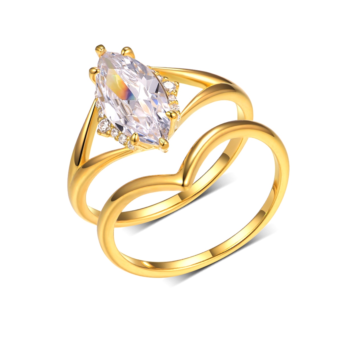 S925 Silver 3.9g Marquise Moissanite Ring Set, 6x12mm D VVS1 V-Shape Curved Band, GRA Certified US 6-9 Gift Box photo 2