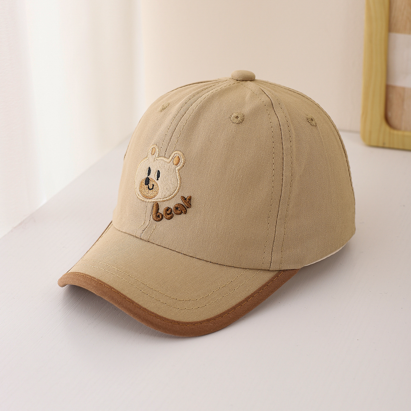 Children's Multi-color Edge-stitching Cartoon Bear Letter Embroidery Adjustable Cute And Versatile Baseball Cap Suitable For Going Out For Shopping photo 3