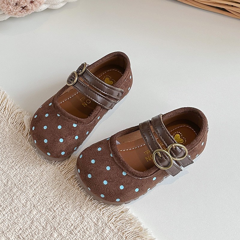 2026 Spring & Autumn New Kids Forest Style Polka Dot Leather Shoes, Korean Style Girls Shallow Mouth Princess Shoes, Soft Sole Casual Flats photo 3