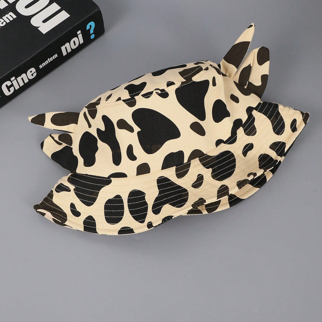 Cross-border Fashion Fun Horned-eared Cow-pattern Fisherman Hat With Foldable Design, Suitable For Outdoor Activities And Casual Wear. Cute And Adorable photo 3