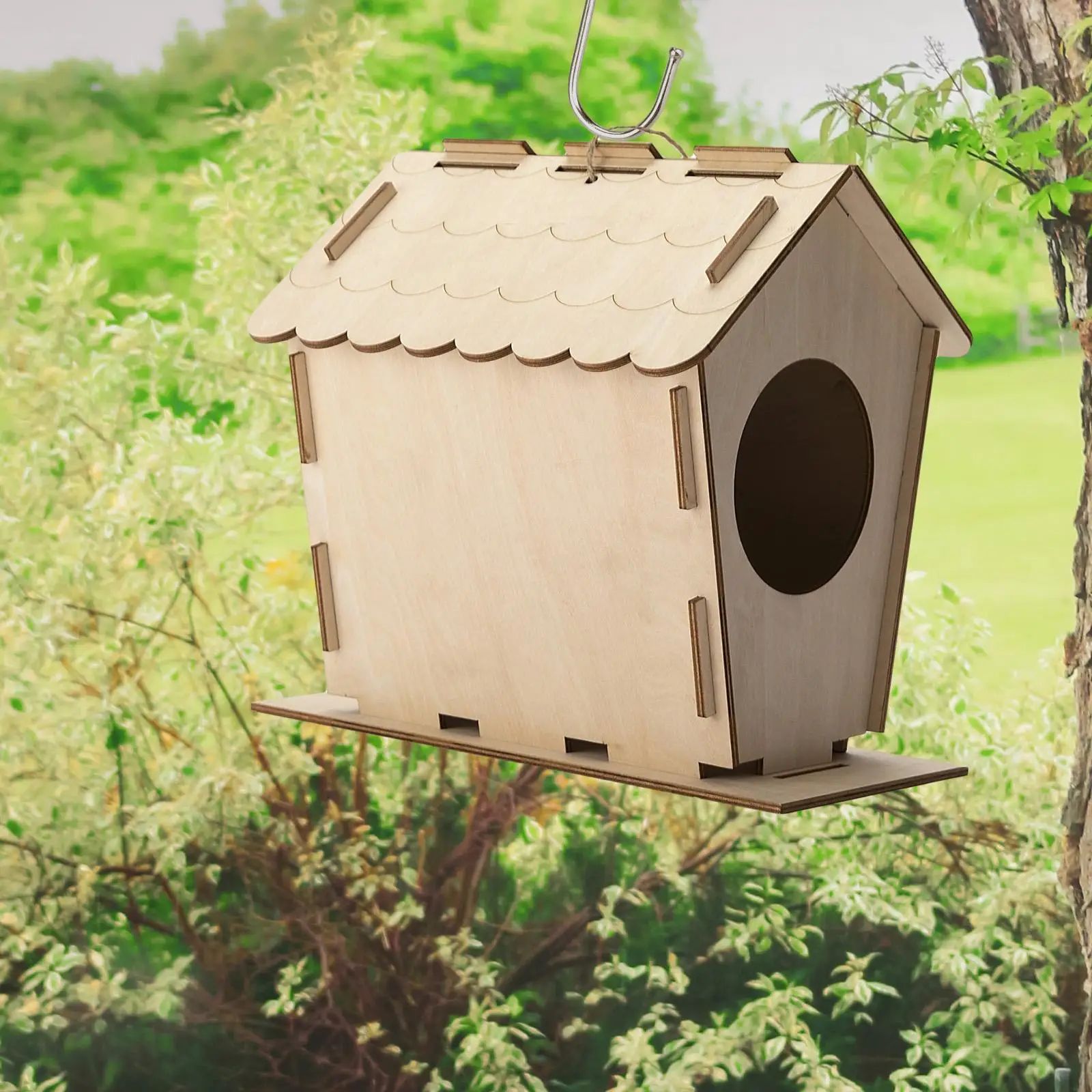 DIY Bird House Yard Gift Shelter Outdoor Unfinished Bird Nest Wooden Nesting Box photo 6
