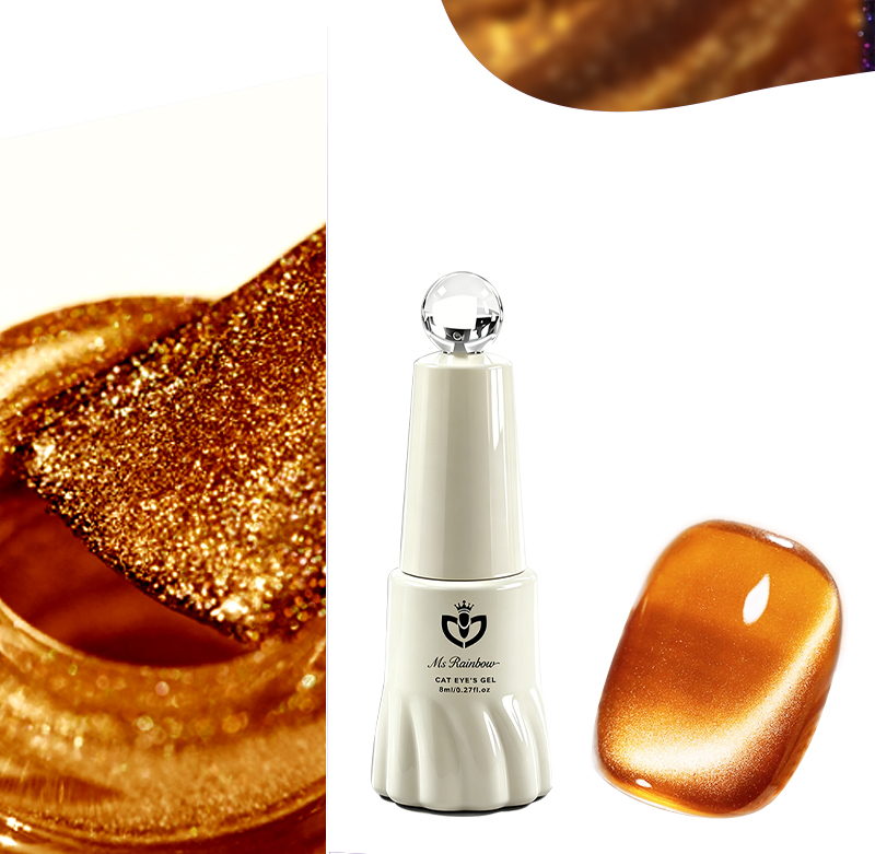 MS RAINBOW Amber Gold Cat Eye Gel Polish 04, Magnetic Nail Gel, 8ml Soak Off UV LED Nail Art Gel photo 1