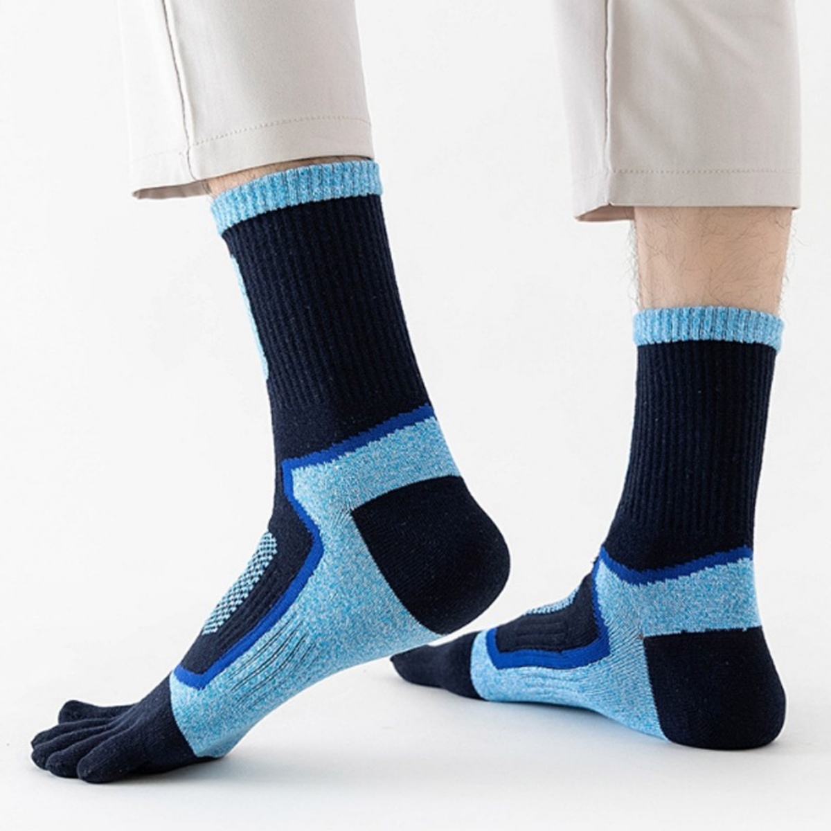 5Pairs Mens Cotton Blend Athletic Running Sports Socks Finger Toe Socks Toe Sock photo 3