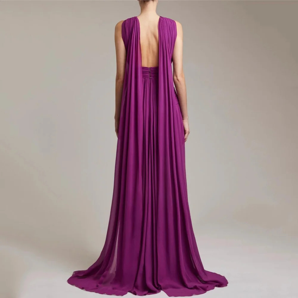 Twist Halter Keyhole Cross Ruched Chiffon Floor Length Evening Maxi Dress photo 3