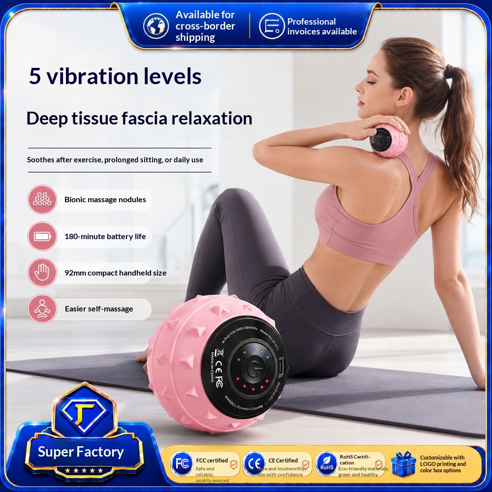 Cross-Border Vibrating Yoga Massage Ball For Home Use, Muscle Relaxation Fitness Ball, Whole Body Vibrating Handheld Electric Massager photo 1