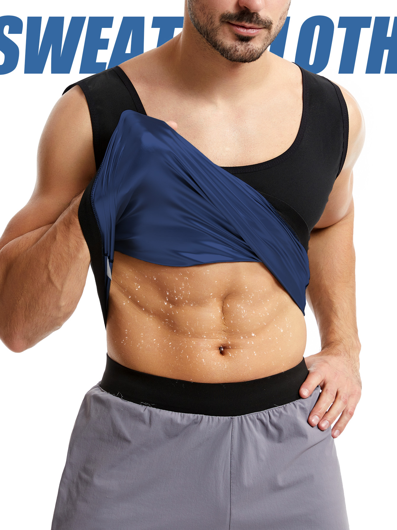 Sports Fitness Zipper Body Shaping Sweat Suit, Tummy Control Tight-Fitting Yoga Sauna Suit, Corset Vest For Men And Women, Short-Sleeved Quick-Drying photo 7