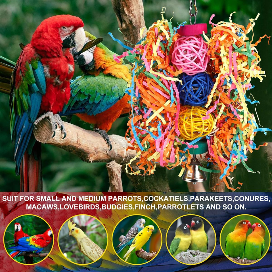 Bird Rope Perch Toy With Bell, Colorful Chew & Foraging Toy For Parrots photo 3