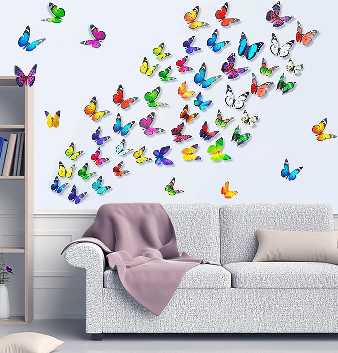 80-Piece 3D Butterfly Wall Stickers Removable Butterfly Decals For Bedroom And Home Decoration photo 1