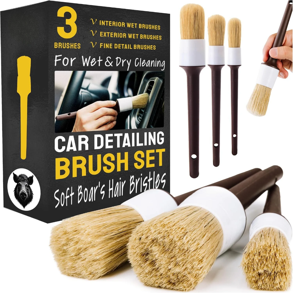 Car Detailing Brush Set 3 Units, Interior Cleaning Brushes For Dashboard, Vents, Console, Seats And Hard To Reach Areas photo 1