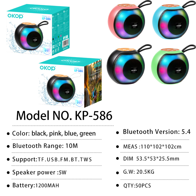 KP-586 Best-selling Wireless Bluetooth Speaker With Portable Handle And RGB Lighting Compact Design Ideal For Outdoor Sports And Gatherings. photo 5