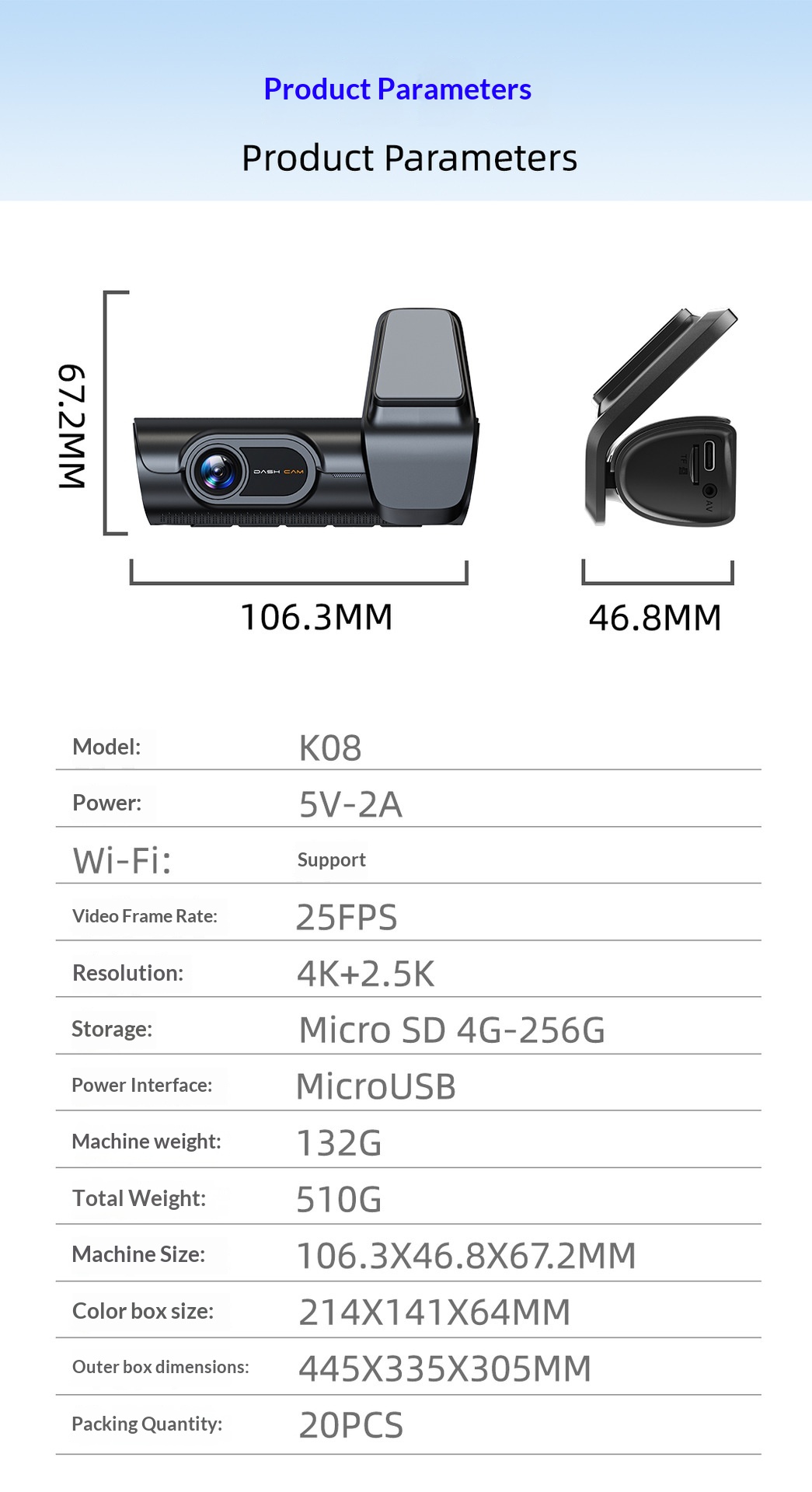 4K Dual Front & Rear Dash Cam, High Definition Car DVR Recorder photo 5
