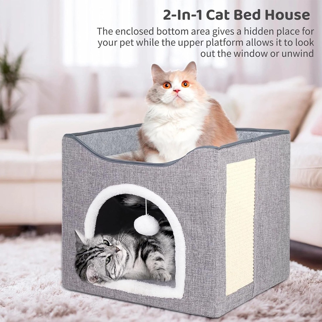 Pet Foldable Storage Cat Shelter Three-dimensional Cage With Cat Scratching Pad photo 1