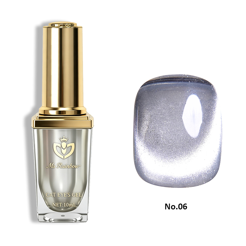 Ms Rainbow Starry Series Magnetic Cat Eye Gel Polish - Misty Grey Suitable For DIY Nail, Soak Off Magnetic Base For Salon & Home Manicure, Long Lasting Glass Bead Shimmer Polish For Nail Lovers, photo 2