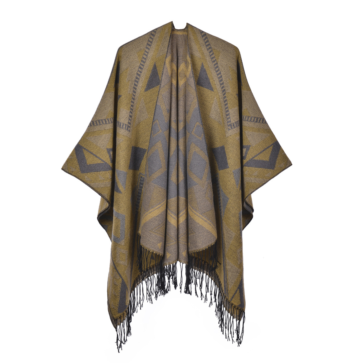 Women's Large Shawl, Fashion Thick Faux Cashmere Dual-Use Scarf Poncho photo 1