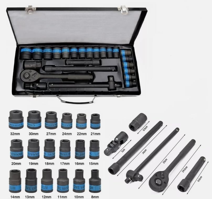 Heavy Duty   Ratchet Wrench 8-32mm Metric Socket Set Metal Case Socket Set photo 1