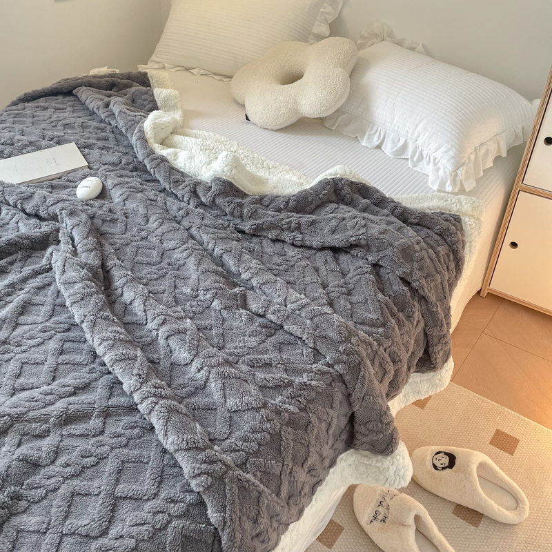 1PC Reversible Sherpa Throw Blanket, Textured Plush Warm Blanket For Sofa Couch Bedroom photo 7