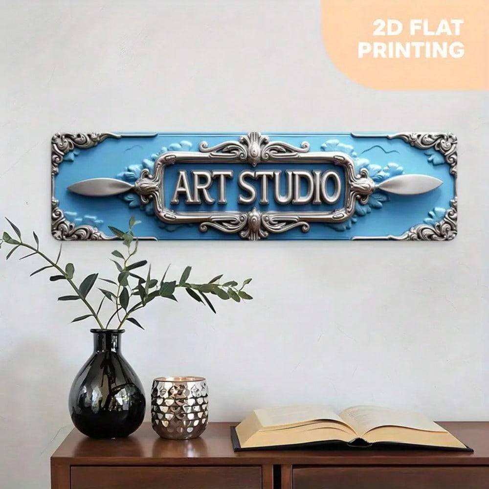 Vintage Style 15.75x3.94 Wall Sign, Classic Scrollwork Metal Decor Plaque photo 8