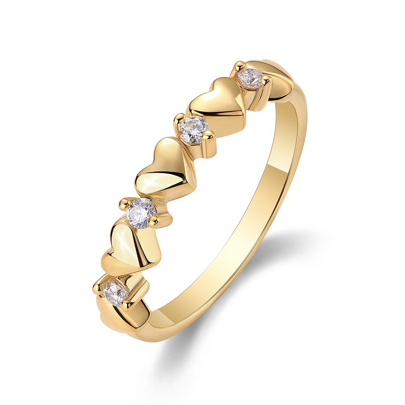 S925 Silver Gold Plated Heart Moissanite Ring, 3.9mm 4pcs D VVS1, GRA Certified US 5-9 photo 1