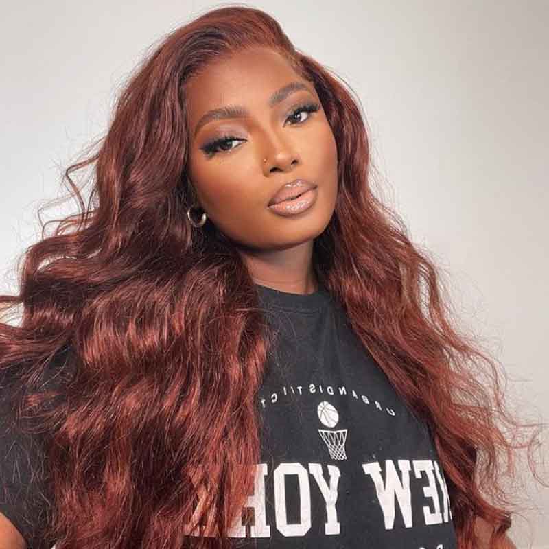4x6 Lace Human Hair Wig Reddish-Brown Body Wave, Density, 10 Inches photo 4