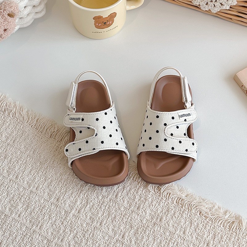 2026 Summer New Kids Sandals, Soft Light Sole Girls Shoes, Fashion Polka Dot Hook & Loop Beach Shoes For Little Middle Big Kids photo 2