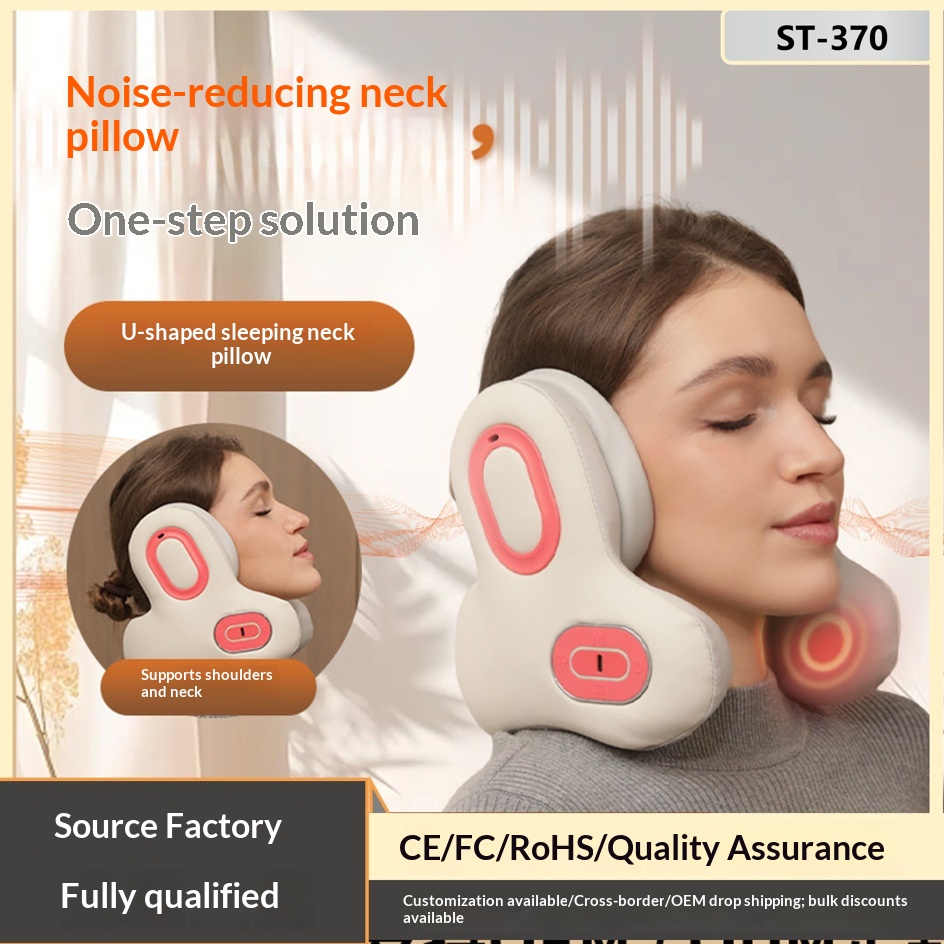 Cross-Border Sleep Noise-Canceling Anc Neck Protection And Cervical Massage Pillow, Portable Heating Compress Bluetooth Music Shoulder And Neck U-Shaped Pillow photo 1
