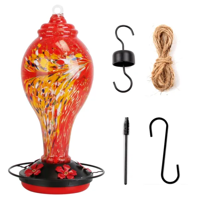 Glass Hummingbird Feeder With 5 Flower Feeding photo 1