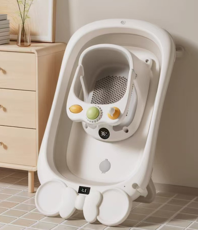 Baby Bath Seat Non-Slip Soft Toddler Bath Chair Suction Cups Temperature Display photo 2