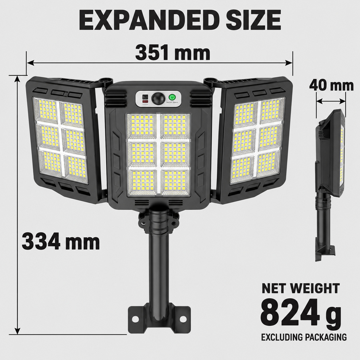 Solar Powered Rechargeable Motion Sensor LED Work Light 3000mAh For Auto W785 6 2 Hour photo 2