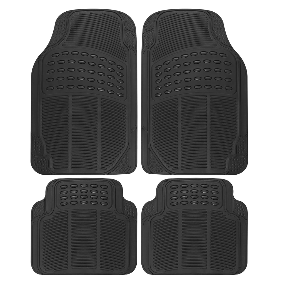 BLACK Floor Mats For Cars Trucks SUV, 4-Piece All-Weather Car Mats With Universal Fit Design, Durable Car Floor Mat With Capture Ridges, Waterproof Rubber Floor Mat For Cars photo 1