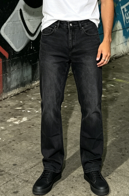 Vintage Washed Jeans Men Black Grey Straight Leg Denim Pants US Local Stock Streetwear photo 2