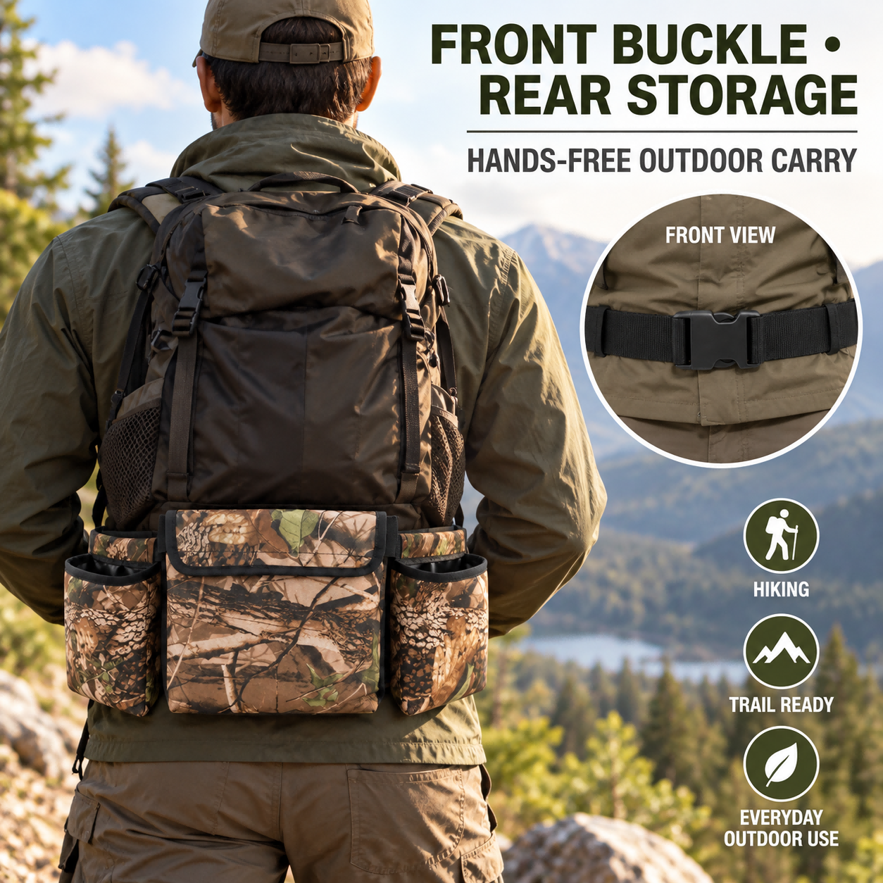 LINK Camo 900D PVC Nylon Multi-Pouch Field Waist Bag Adjustable Quick-Release Buckle Durable Breathable Portable Outdoor Hunting photo 2