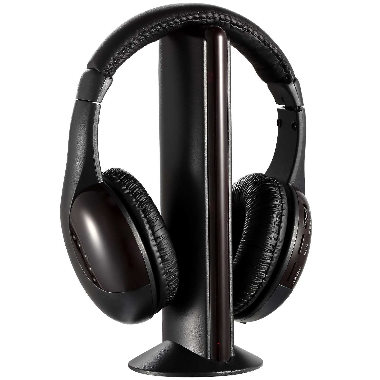 Wireless RF Headphones HiFi Over Ear Headsets RF Transmitter Receiver With MicY-shaped Cable Monitoring Earphone 98.4ft Range For TV Radio CD photo 2