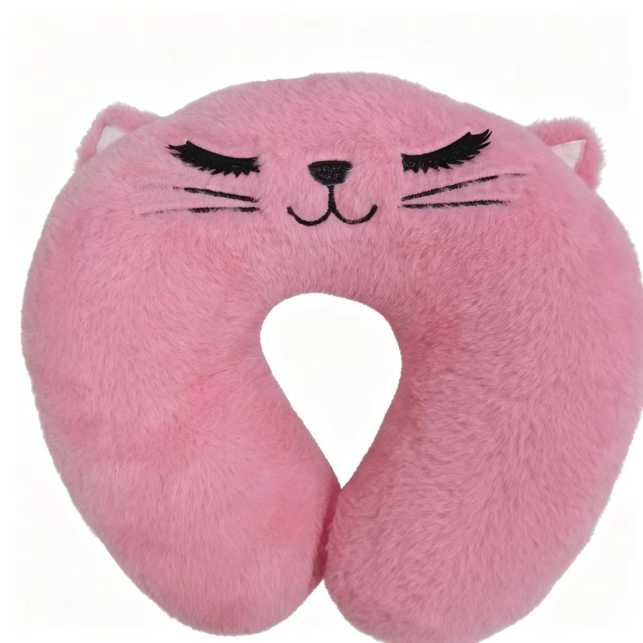 Cute Angry Cat Plush Travel Neck Pillow, PP Cotton Filled U Shaped Neck Support Cushion, Soft Fluffy Neck Rest For Airplane Car Office Nap photo 1