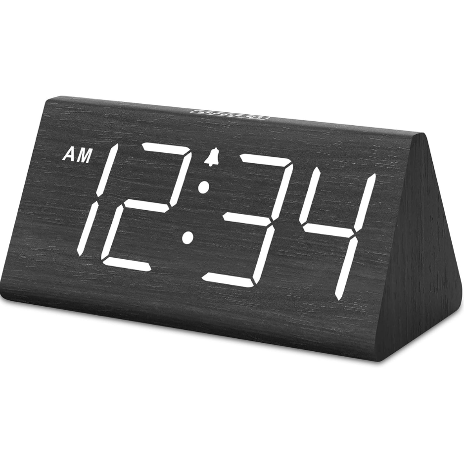 DreamSky Wooden Digital Alarm Clock For Bedroom Living Room, Large Numbers photo 1