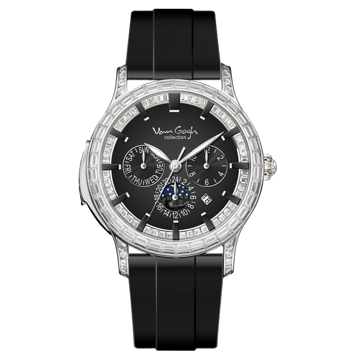 VAN GOGH High Appearance Light Luxury Men's Luminous Blue Mechanical Watch Bohui Series photo 3