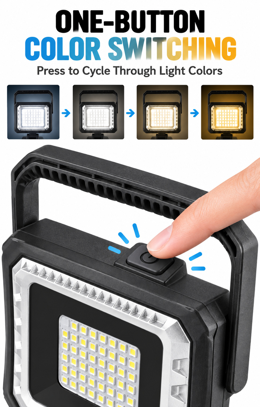 Rechargeable Type C 18650 W8128 7 Wholesale Supply RGB Lighting LED Flood Light 6500mAh Battery photo 4